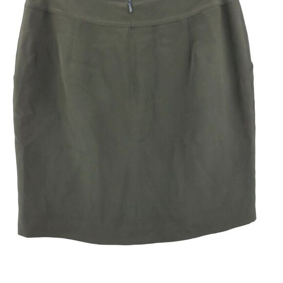 Vintage 90s Jones New York Silk Pencil Skirt 8 Army Green Mini Patch Pockets - Picture 8 of 9
